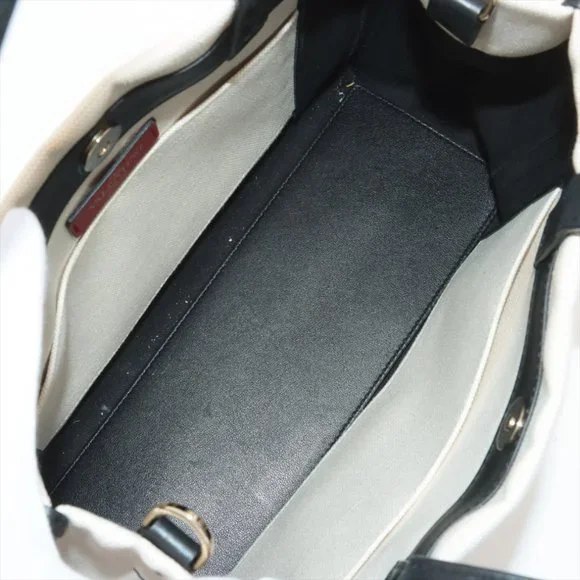 Sold out ❌Valentino Garavani VLTN Canvas & leather 2 way tote bag black x beige - Picture 8 of 12